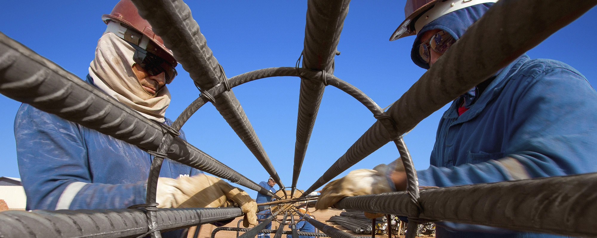Close-up of workers at a construction site