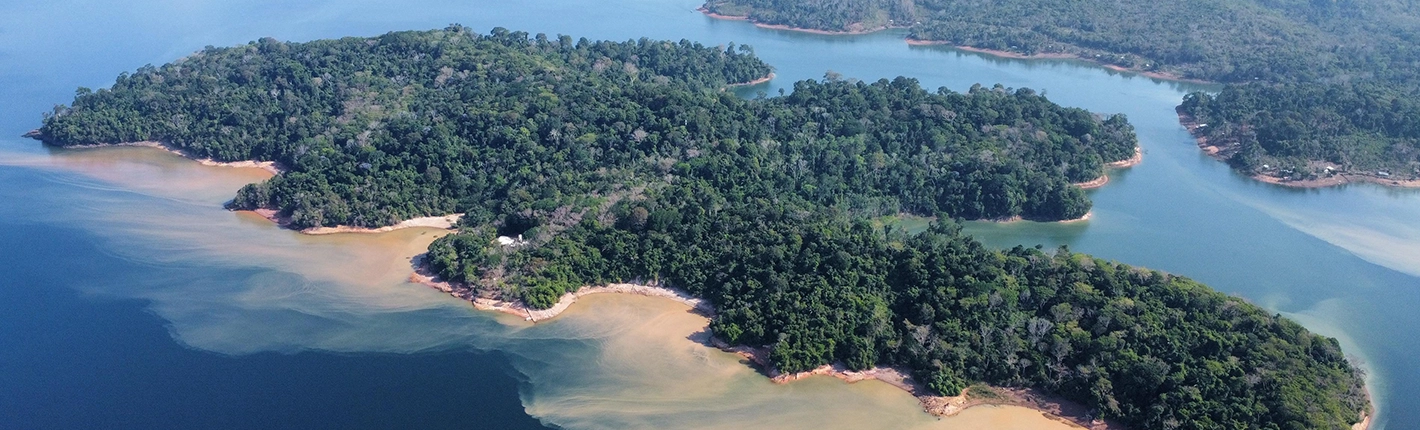 Vista aérea de ilha na Amazônia 